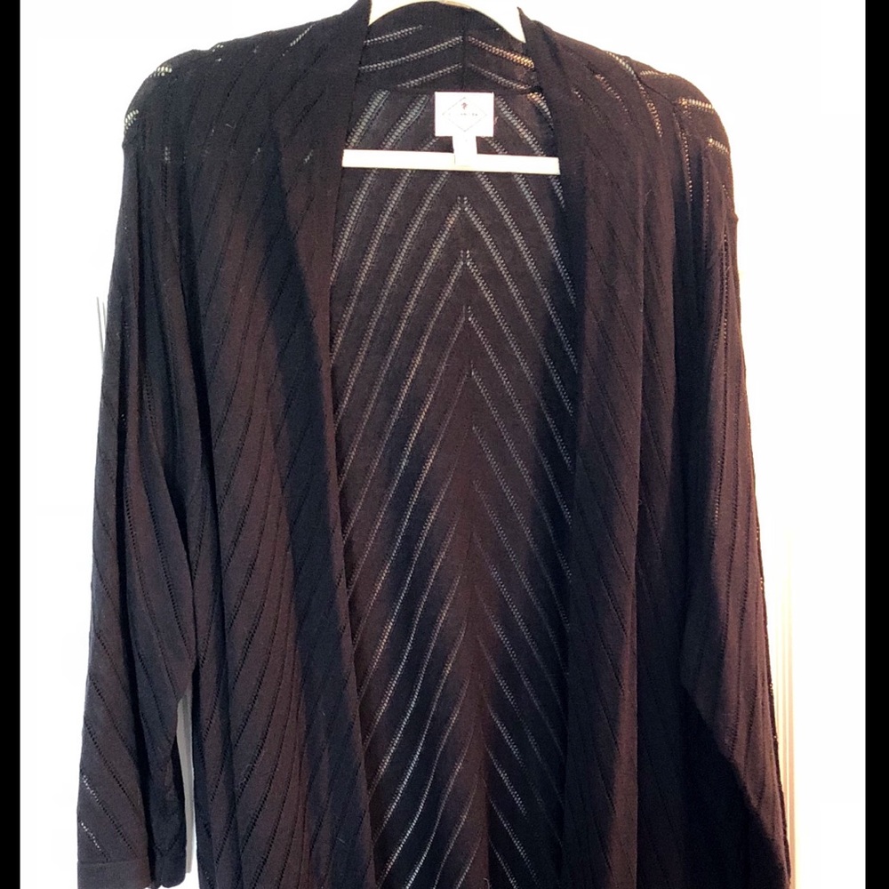St John’s Bay Long Chevron Pointelle Open Cardigan